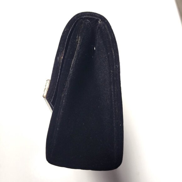 Black Velvet Clutch Purse with Crystal Accents - Picture 2 of 7
